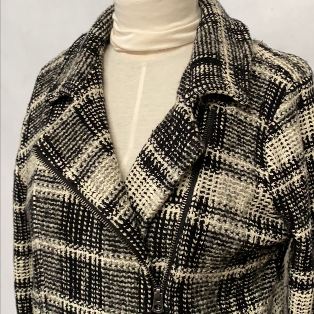 Lucky Brand Moto Sweater Jacket black/white sz XL - Picture 2 of 10